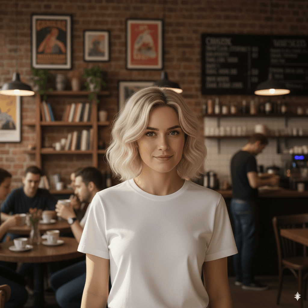 AI generated image of a woman in a colorful setting